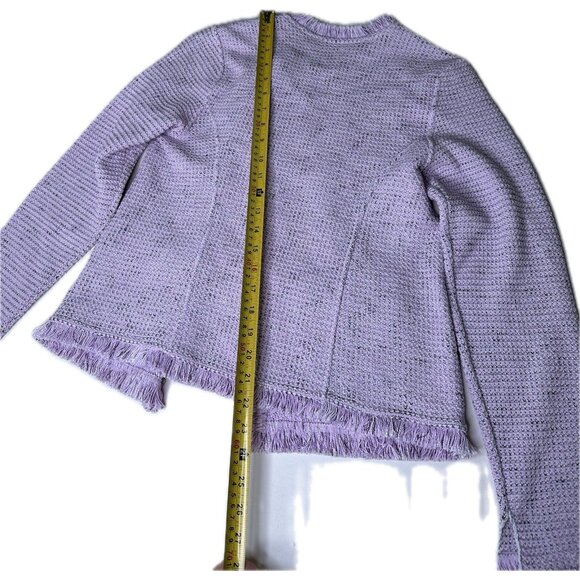 NIC+ZOE FRINGE MIX KNIT POCKET JACKET Open Front Blazer Tulip M NWT - Picture 9 of 9